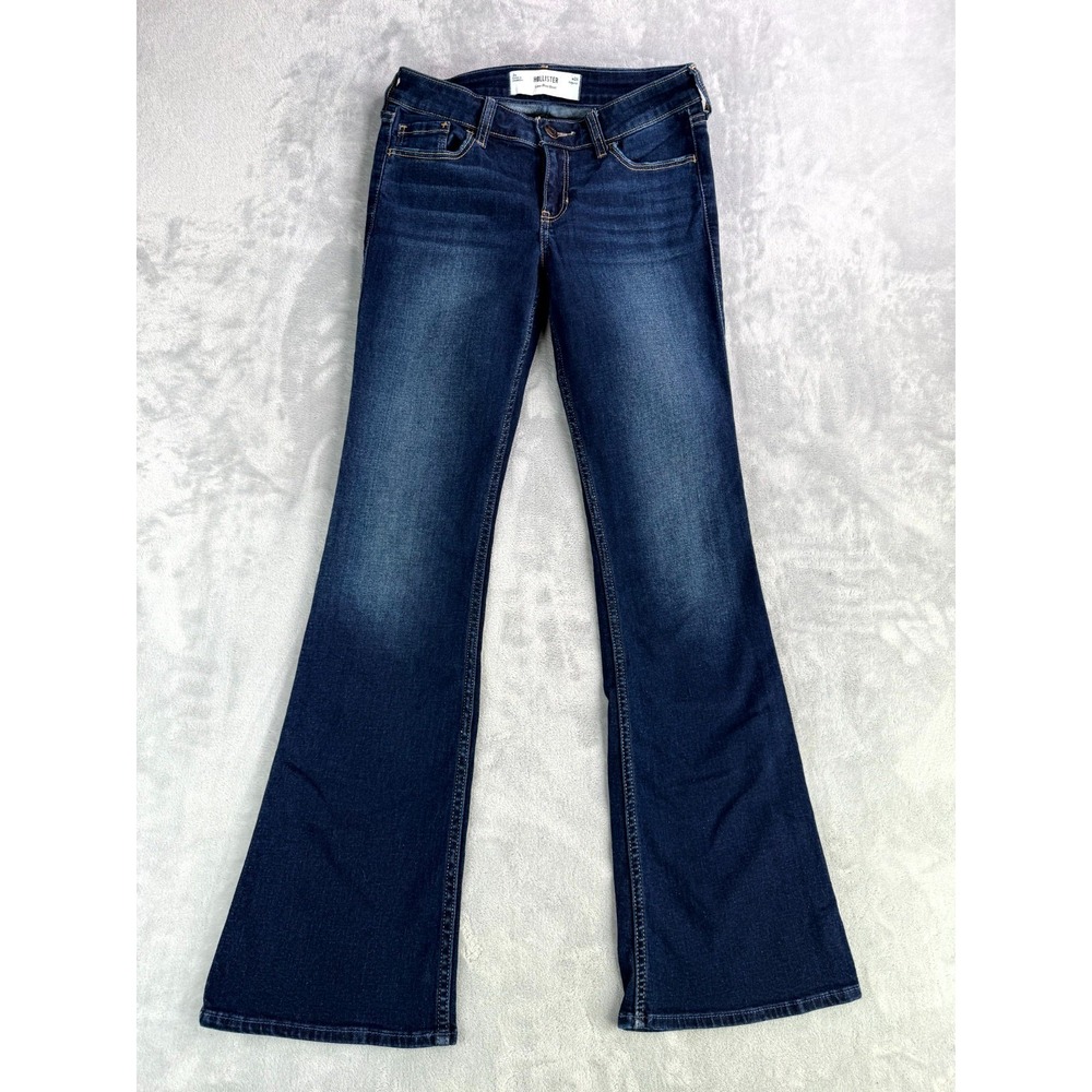 Hollister Low Rise Bootcut Jeans Womens 2/26 Blue Denim Cotton Preppy Dark Wash